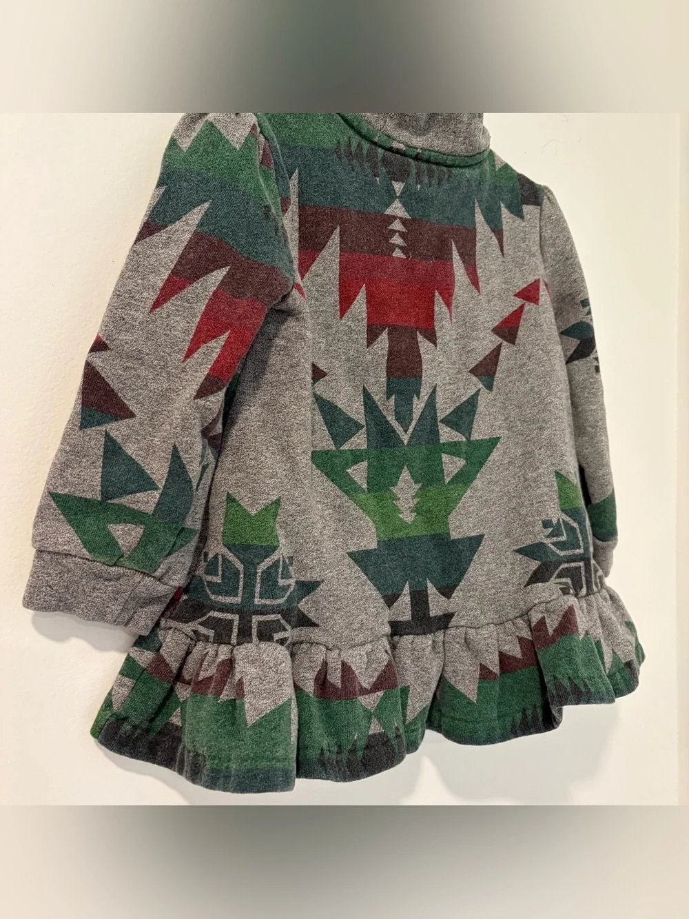 Ralph Lauren Baby Girl 24M Aztec Southwestern Toggle Tunic Top Sweater Ruffle